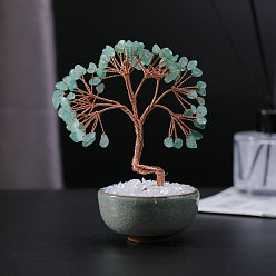 Авантюрин Украшение дисплея скульптуры из натурального авантюрина, для домашнего офисного стола, дерево, 90x120 мм