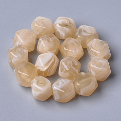 пшеница Акриловые бусины, Стиль имитация драгоценных камней, многоугольник, цвет пшеницы, 11.5x10x10 мм, Отверстие : 2 мм , около 428 шт / 500 г