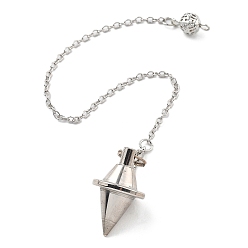 Платина Латунные маятниковые подвески с большими остроконечными конусами, с когтя омара застежками и цепи, стойки покрытие, платина, 220 мм, отверстие : 2 мм