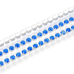 Озёрно--синий Железо горный хрусталь чашка цепи, с катушкой, серебряные, Плут синий, 2~2.5x2~2.5x2~2.5 мм, около 30.00 футов (9.14 м) / рулон