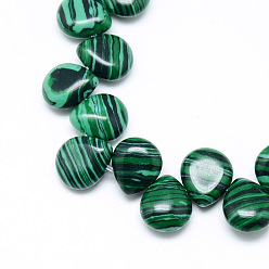 Malachite Synthetic Malachite Gemstone Beads Strands, Top Drilled Beads, Teardrop, 12x9~10x5~6mm, Hole: 1mm, about 33pcs/strand, 9.84 inch