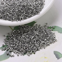 (DBS0038) Palladium Plated MIYUKI Delica Beads Small, Cylinder, Japanese Seed Beads, 15/0, (DBS0038) Palladium Plated, 1.1x1.3mm, Hole: 0.7mm, about 35000pcs/bag, 100g/bag