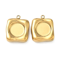 Квадрат 304 Настройки кабошон из нержавеющей стали кулон, ионное покрытие (ip), квадратный, 19x16x5 мм, отверстие : 1.6 мм, Размер лотка: 10 мм