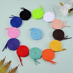Mixed Color 32Pcs 16 Colors Polyester Flat Custom Shoelace, Flat Sneaker Shoe String with Word, for Kids and Adults, Mixed Color, 1200x9x1.5mm, 2pcs/Pair, 1 pair/color