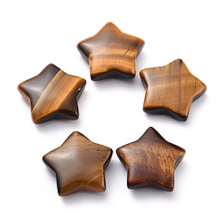 Тигровый глаз Природных тигровый глаз бисером, без отверстия , звезда, 20~21x20~21x6~6.5 мм