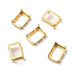 Золотой Прямоугольный восьмиугольный латунный пришивной штырь, настройки когтей для остроконечных страз, настройки открытой спины, золотые, 18x13x0.4 мм, пригодный для 13x18 кабошонов mm