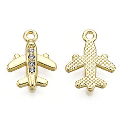 Light Gold Стойки подвески обшивки сплава, с кристально горный хрусталь, без кадмия, без никеля и без свинца, самолет, золотой свет, 18x13x2.5 мм, отверстие : 1.6 мм