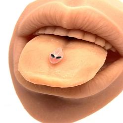 Светло-Коралловый Светящийся инопланетянин 304 нержавеющая сталь с кольцами для языка из смолы, цвет нержавеющей стали, свет коралловый, 12 мм