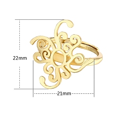 Золотой Регулируемый 925 серебряное кольцо регулируемое кольцо фурнитура, настройки кольца с поворотным зубцом, золотые, картина: 22x21 мм, внутренний диаметр: 19 мм