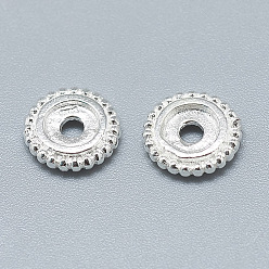 Silver 925 Sterling Silver Granulated Spacer Beads, Silver, 8x2mm, Hole: 1.8mm