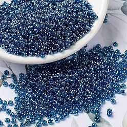 (RR326) Transparent Capri Blue Luster Миюки круглые бусины рокайль, японский бисер, 8/0, (rr 326) прозрачный капри синий глянец, 3 мм, отверстие : 1 мм, Около 422~455 шт / 10 г