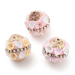 (52) Непрозрачная лаванда Индонезийские бусины ручной работы, со сплавом, смола и стекло, круглый с сердцем и цветком, разноцветные, 21x20 мм, отверстие : 1.6 мм