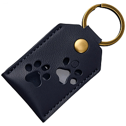 Полуночно-синий 1сумка-брелок из искусственной кожи, с застежками из античного бронзового сплава, прямоугольник с отпечатком лапы, темно-синий, 90 мм