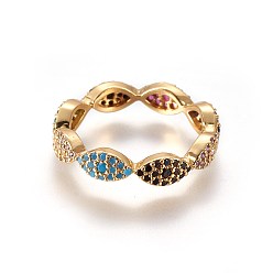 Golden Brass Micro Pave Cubic Zirconia Finger Rings, Golden, Size: 7, 17mm