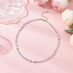 Небесно-голубой Природный аметист ожерелья, с оболочкой шарик перлы, голубой, 16.81 дюйм (42.7 см)