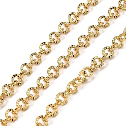 Настоящее золото 18K Латунные текстурированные овальные цепи, стойки покрытие, без кадмия и без свинца, долговечный, пайки, с катушкой, реальный 18 k позолоченный, 4.2x0.7 мм