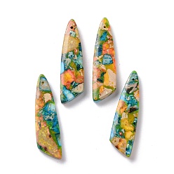 (932FM) Темно-синий аква-матовый с подкладкой Натуральный регалит / имперская яшма / морские отложения яшмовые подвески, окрашенные, форма крыла, темно-золотистые, 44x12x4~5 мм, отверстие : 1 мм