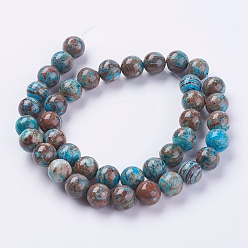 Chrysocolla Gemstone Beads Strands, Natural Chrysocolla, Round, Dyed & Heated, 10mm, Hole: 1.4mm, about 39pcs/strand, 15 inch(38cm)