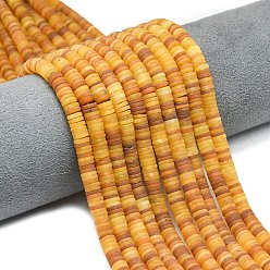 Оранжевый Бусины из натурального белого нефрита, матовые, дисковые бусы, Heishi бусы, окрашенные, оранжевые, 6~6.5x1~1.5 мм, отверстие : 0.9 мм, о 242~244 шт., 15.16~15.35 дюйм (38.5~39 см)
