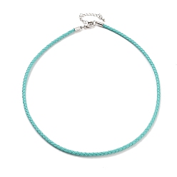 Бирюза Изготовление плетеных круглых браслетов из искусственной кожи, с застежками-карабами из нержавеющей стали цветового тона из нержавеющей стали, бирюзовые, 17-1/8 дюйм (43.6 см)