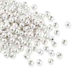 Argent Laiton perles rondes et lisses, perles d'espacement cousues, argenterie, 5mm, Trou: 1.5mm