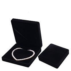 Черный Бархат ожерелье коробки, коробка для упаковки ювелирных изделий, квадратный, чёрные, 19x19x4 см