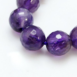 Amethyst Natural Amethyst Beads Strands, Round, Faceted, Purple, 14mm, hole: 2mm, 14pcs/strand, 8 inch