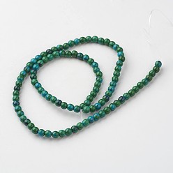 Teal Natural White Jade Bead Strands, Round, Dyed, Teal, 4mm, Hole: 1mm, about 104pcs/strand, 15.7 inch(400mm)