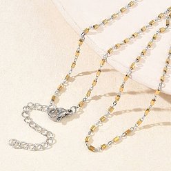Золотой & Цвет Нержавеющей Стали 1.5Ммм, двухцветные 304 ожерелья из нержавеющей стали с кубовидными звеньями для женщин, золотые и нержавеющая сталь цвет, 15.75 дюйм (40 см)