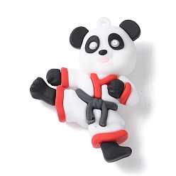 Белый Пластиковые большие подвески из пвх, Конгфунг панда, белые, 57x43.5x17.5 мм, отверстие : 2 мм