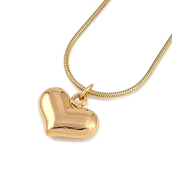 Золотой Вакуумное покрытие pvd 304 подвеска в виде персикового сердца из нержавеющей стали, круглая цепочка-змейка, золотые, 17.72 дюйм (45 см)