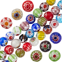 (52) Непрозрачная лаванда 3 нити ручной работы миллефиори стеклянные круглые бусины нити, разноцветные, 6 мм, отверстие : 1 мм, около 65 шт / нитка, 14.10 дюйм (35.81 см)