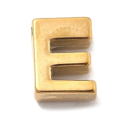 Letter E Ионное покрытие (ip) 304 брелоки из нержавеющей стали, буквенное очарование, реальный 18 k позолоченный, Письмо E, 9.5x7x3 мм, отверстие : 1.6 мм