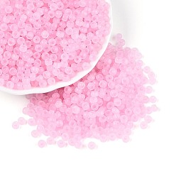 Бледно-Розовый 6/0 прозрачный внутри цветной стеклянный бисер, рондель, круглое отверстие, розовый жемчуг, 4x3 мм, отверстие : 1.2~1.5 мм, Около 6080 шт / фунт