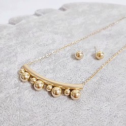 Золотой Круглые 304 серьги-гвоздики из нержавеющей стали и комплекты ожерелий с подвесками, золотые, 450 мм