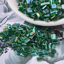 (TL179) Transparent Green AB MIYUKI TILA Beads, Japanese Seed Beads, 2-Hole, (TL179) Transparent Green AB, 5x5x1.9mm, Hole: 0.8mm, about 1180pcs/100g