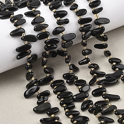 Обсидиан Натуральный черный обсидиан бисер пряди, чип, Топ пробуренной, с бисером, 9~28x5~11x3~7 мм, отверстие : 1 мм, около 46~59 шт / нитка, 15.16~15.55'' (38.5~39.5 см)