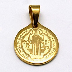 Золотой 304 из нержавеющей стали плоские круглые с подвесками Сан-Бенито, золотые, 17x15x1 мм, отверстие : 4x6 мм