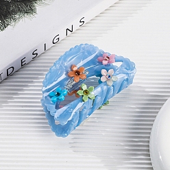 Васильковый Веерная форма, цветочный узор, ацетат целлюлозы (смола), заколки для волос в виде когтей, аксессуары для волос для девочек и женщин, васильковый, 45x83 мм