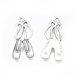 Античное Серебро Тибетский стиль сплава танцевальная обувь подвески, без кадмия, без никеля и без свинца, античное серебро, 29x13x1.5 мм, отверстие : 2 мм