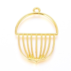 Golden Alloy Open Back Bezel Pendants, For DIY UV Resin, Epoxy Resin, Pressed Flower Jewelry, Acorns, Golden, 39.5x27.5x2mm, Hole: 2mm