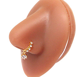 Круглые 316l Хирургическое кольцо для носа из нержавеющей стали с кубическим цирконием и подвесками, золотые, круглые, 22 мм