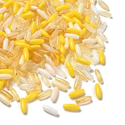 Желтый Окрашенные стеклянные бусины, продолговатый длинный овал, разнообразные, желтые, 12.5x4.5 мм, отверстие : 0.9~1 мм, Около 2857 шт / 1000 г