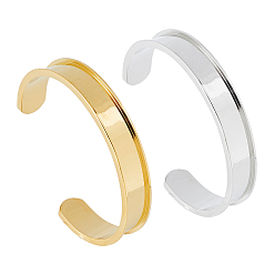 Платиновый & Золотой 2шт. 2 цвета браслеты из нержавеющей стали с рифленой поверхностью, манжеты браслет, для драгоценных камней, изготовление кожаных браслетов с инкрустациями, с 2шт. бархатных мешочков, платиной и золотом, 1.2 см, внутренний диаметр: 2x2-3/8 дюйм (5x6 см), 1 шт / цвет