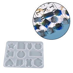 Mixed Shapes DIY силиконовые формы кулон, формы для литья смолы, кость/звезда/цветок, разнообразные, 156x121x6 мм