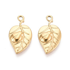 Настоящее золото 18K 304 подвески из нержавеющей стали лист, ионное покрытие (ip), реальный 18 k позолоченный, 21.5x11x2.5 мм, отверстие : 1.8 мм