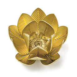 Настоящее золото 18K Стойки обшивки латунь крышки шарика, без свинца и без кадмия, долговечный, цветок, реальный 18 k позолоченный, 22x22x13 мм, отверстие : 0.9 мм