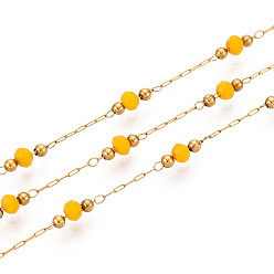 Настоящее золото 18K Круглые звенья бисера ручной работы, с 304 нержавеющей стали, для ожерелья браслеты решений, ионное покрытие (ip), пайки, с катушкой, реальный 18 k позолоченный, 3x2.2 мм