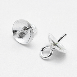 Серебро 925 шкентель стерлингового серебра поручительств, за половину пробурено бисера, серебряные, 6.5x5 мм, отверстия: 1 мм, штифты: 0.5 мм