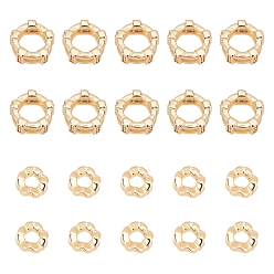 Real 18K Gold Plated 20Pcs 2 Style Brass Beads, Nickel Free, Wave & Flat Round, Real 18K Gold Plated, 10pcs/style
